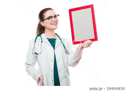 Attractive caucasian brunette female doctor 39404850