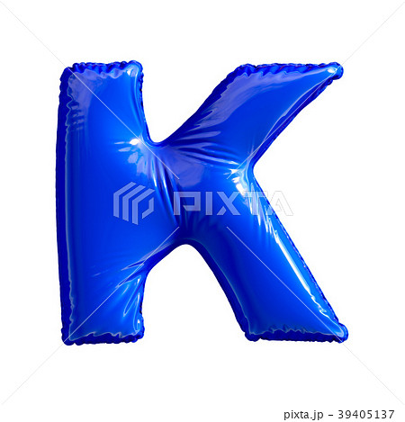 Blue letter K made of inflatable balloon isolated Blue letter K made of inflatable balloon isolated 39405137