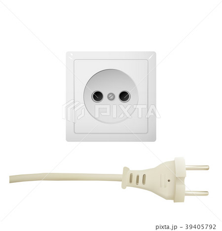 Electric white socket with plug. Electric white socket with plug. 39405792