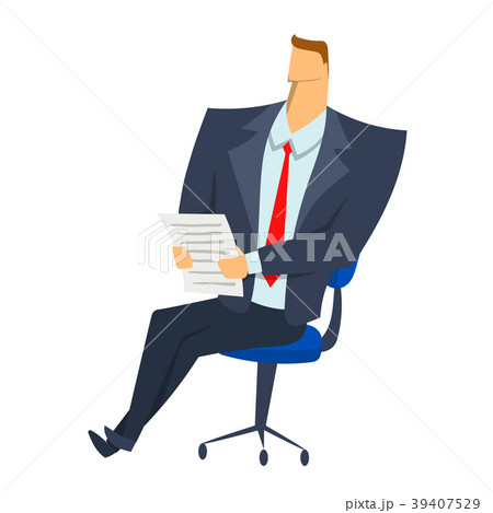 Businessman sitting on a chair with paper 39407529