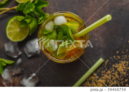 Brazilian traditional caipirinha with lime, sugar Brazilian traditional caipirinha with lime, sugar 39408739