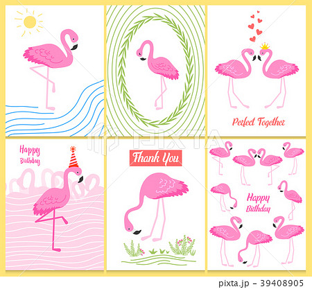 Flamingo Or Tropical Birds Illustration For Partyのイラスト素材