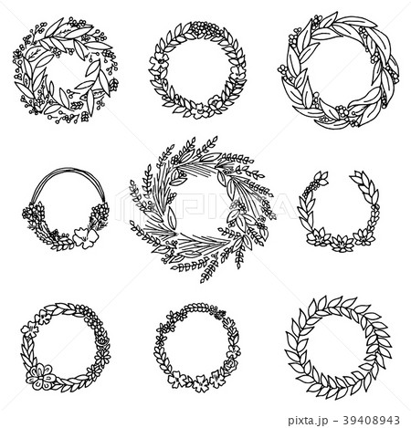 Wreath with flowers. Vector set. Cute Floral Wreath with flowers. Vector set. Cute Floral 39408943