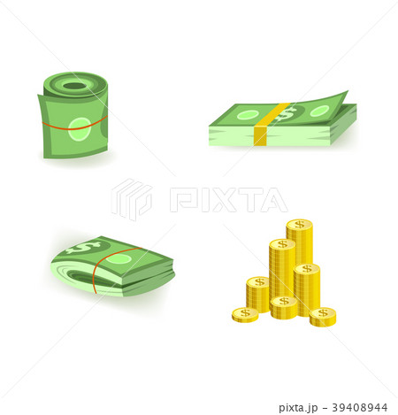 Set of cartoon bill money currency elements with Set of cartoon bill money currency elements with 39408944