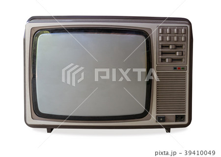 vintage television on isolated white 39410049