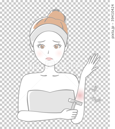 女性 カミソリ 肌荒れのイラスト素材