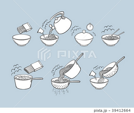Black and white noodle, pasta cooking instructions Black and white noodle, pasta cooking instructions 39412664