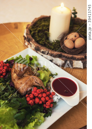 quail roasted with sweet and sour cranberry sauce quail roasted with sweet and sour cranberry sauce 39413745