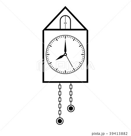 Clock. Retro pendulum clock. Outline drawing 39413882