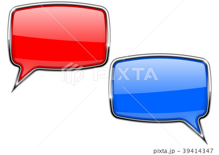 Red and blue speech bubbles. Web 3d icons with 39414347