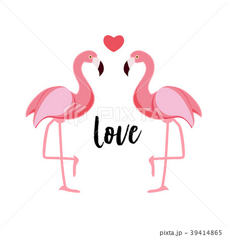 Cute Flamingo Love Background Vector Illustrationのイラスト素材