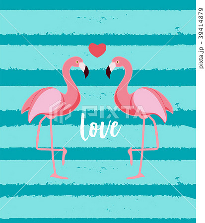 Cute Flamingo Love Background Vector Illustrationのイラスト素材 39414879 Pixta