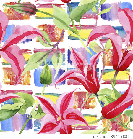 Red clematis. Floral botanical flower. Wild spring 39415889