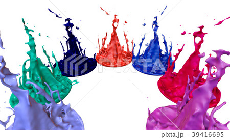 paints dance on white background. Simulation of 3d 39416695