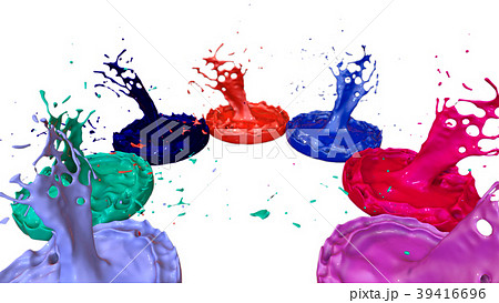 paints dance on white background. Simulation of 3d 39416696