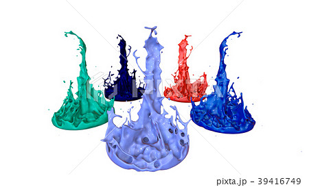 paints dance on white background. Simulation of 3d 39416749