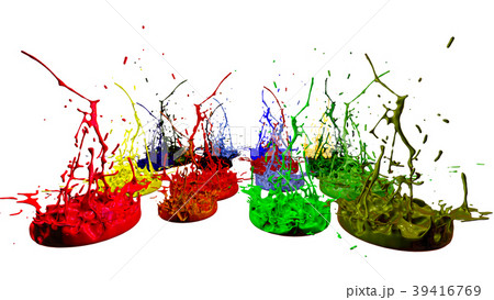 paints dance on white background. Simulation of 3d 39416769