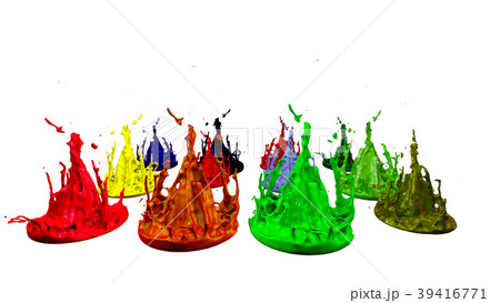 paints dance on white background. Simulation of 3d 39416771