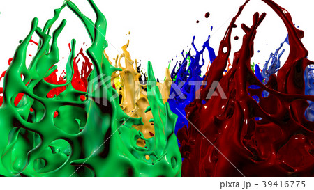 paints dance on white background. Simulation of 3d paints dance on white background. Simulation of 3d 39416775