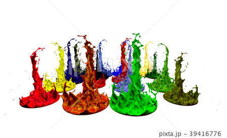 paints dance on white background. Simulation of 3d paints dance on white background. Simulation of 3d 39416776