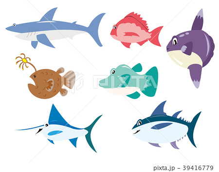 海の魚7種のイラスト素材
