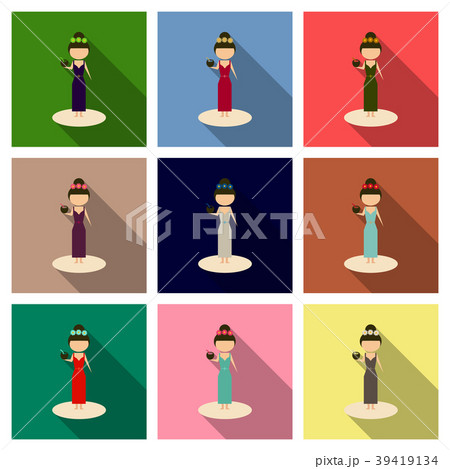 cute cartoon girl enjoying coconut drink on the cute cartoon girl enjoying coconut drink on the 39419134