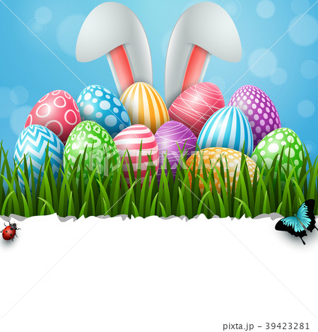 Happy Easter background with colored decorated egg Happy Easter background with colored decorated egg 39423281