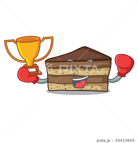 Boxing winner tiramisu mascot cartoon style 39423609