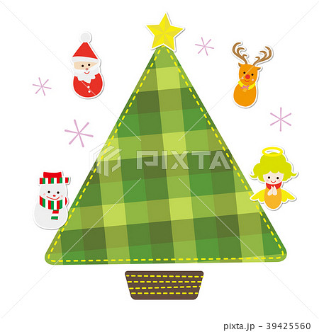 12月 チェック柄フレーム クリスマス 39425560