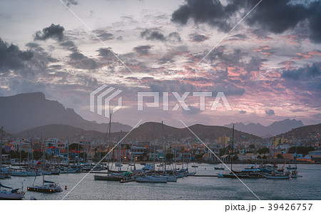 Ferry in Mindelo Harbor in the early morning light 39426757