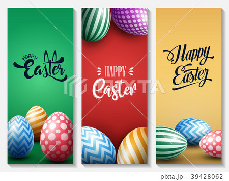Collection of Easter banners with decorated Easter Collection of Easter banners with decorated Easter 39428062