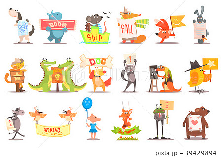 Set of wild animals and domestic pets with various Set of wild animals and domestic pets with various 39429894