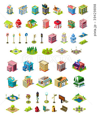 Isometric vector icons set for city constructor 39429898