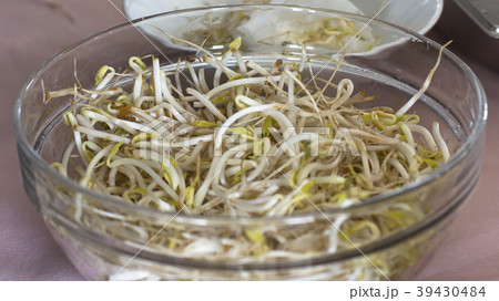 Soybean sprouts in a salad glass bowl Soybean sprouts in a salad glass bowl 39430484