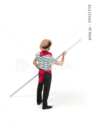 Caucasian man in traditional gondolier costume and Caucasian man in traditional gondolier costume and 39432556