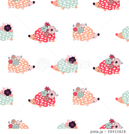Hedgehogs seamless vector pattern. 39433828