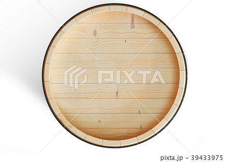 3D Illustration wooden barrels view top, wine 3D Illustration wooden barrels view top, wine 39433975