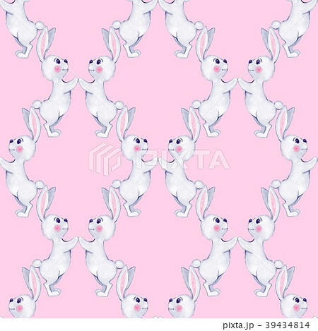 Seamless pattern with cartoon white rabbits Seamless pattern with cartoon white rabbits 39434814