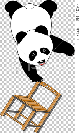 椅子で片手逆立ちするパンダのイラスト素材
