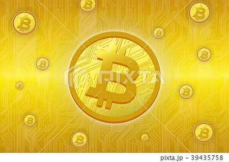 ビットコイン仮想通貨のイメージイラスト ゴールドのイラスト素材