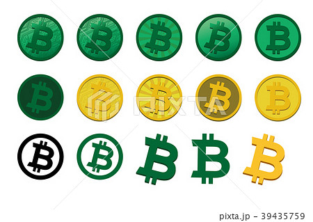 いろいろなビットコイン仮想通貨のイメージイラストのイラスト素材