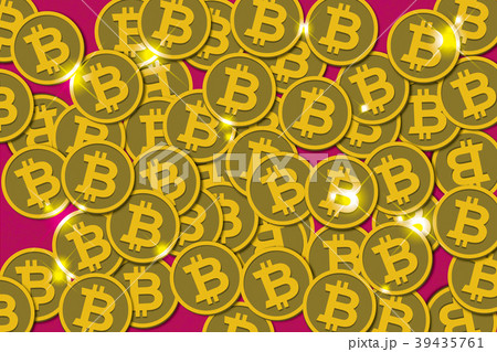 輝くビットコイン仮想通貨のイメージイラストのイラスト素材 39435761