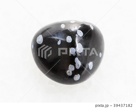 tumbled snowflake obsidian gemstone on white tumbled snowflake obsidian gemstone on white 39437182