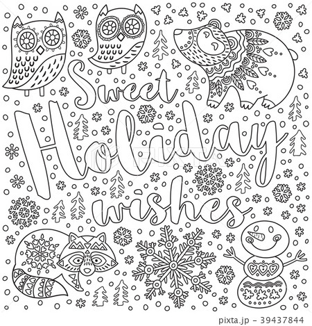 Sweet Holiday wishes. Ink Christmas card with text 39437844