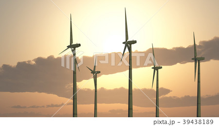 Wind turbines against a sunny sky 39438189