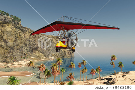 Ultralight trike over a coastal landscape 39438190