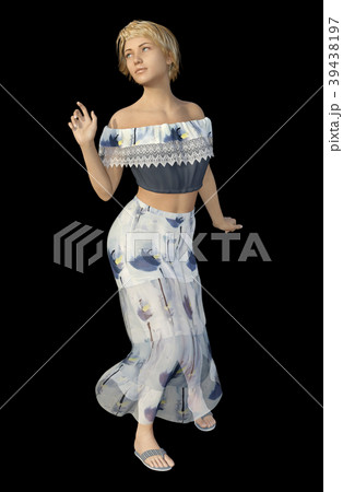 Dancing woman in a summer dress 39438197