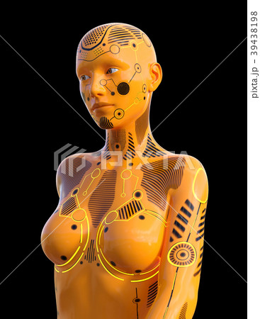 Humanoid robot isolated on black background 39438198