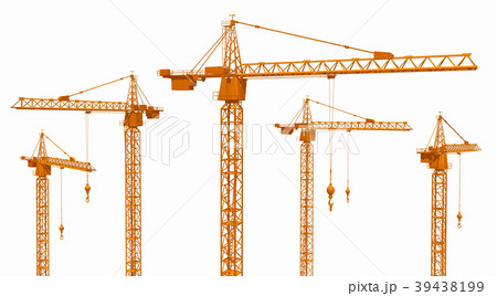 Construction cranes isolated on white background 39438199