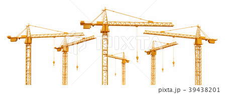 Construction cranes isolated on white background 39438201